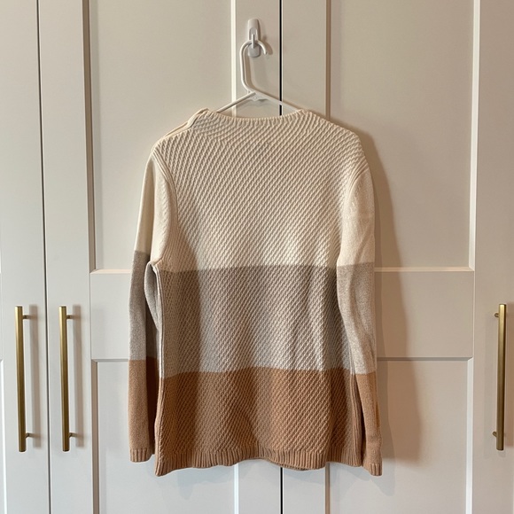 Talbots Neutral Colorblocked Sweater with Gold Button Detail - Picture 5 of 7